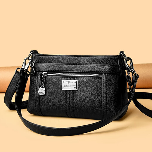 Jingshi Frauenbag 2025 Neue Frauen Umhängetasche High-End Small Square Bag mittleren Alters vielseitiger Crossbody-Tasche weiches Lederschwarz