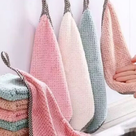 Kitchen rags absorb water and stains, kitchen household dish towels, dish towels, household cleaning, hanging hand wipes, 3 pieces 25*25 random colors