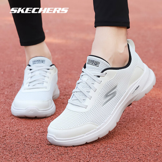 斯凯奇（Skechers）男鞋夏季新款黑武士网面透气跑步鞋子男轻便舒适减震运动鞋健步鞋 白色/黑色6625（一脚蹬） 42