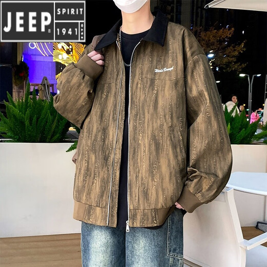 JEEP SPIRIT jacket men's spring and autumn 2025 new jacket thin tops for teenagers casual workwear jacket K15832 white gray M