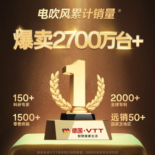 VTT Germany household high-speed hair dryer high-power negative ion smart hair dryer strong wind quick-drying hair care low-noise student dormitory portable hair dryer for men and women