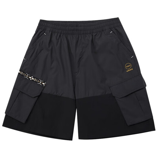 阿迪达斯（adidas）裤子男装 春夏季新款ins潮时尚梭织工装裤跑步训练健身短裤 HC9737/黑色 M 建议135-155斤