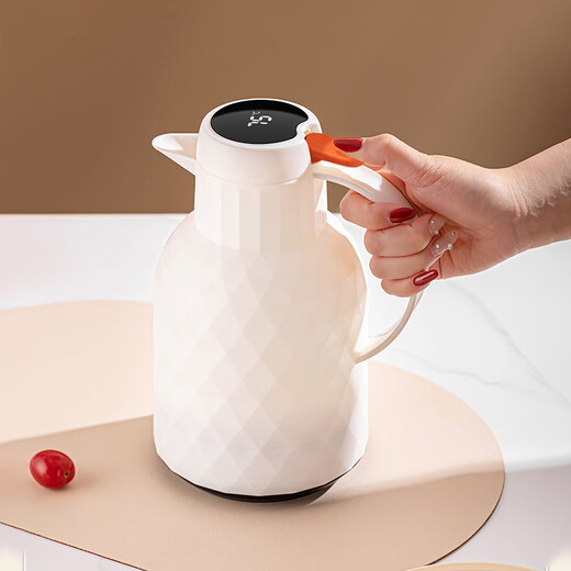 NERVISHI Thermal Insulation Pot 25 New Household Insulation Pot Large Capacity Thermal Hot Bottle Glass Inner Bottom Bottle Bottle Diamond Insulation Pot [Temperature Display] 1L