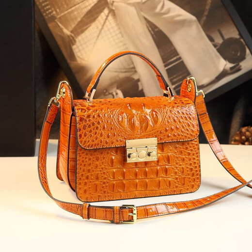 Enlike International Luxury Brand 2025 New Leather Handbag Versatile One-Shoulder Crossbody Bag Fashion Crocodile Pattern Leather Bag Ink Green