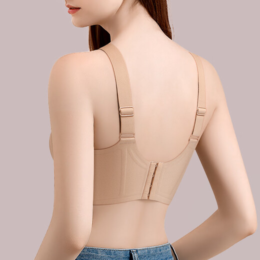 Runwei Liquid Foundation Invisible Seamless Underwear Women's Autumn and Winter Thin Large Breast Revealing Small Bra Anti-Sagging Nipple Bra Invisible Skin Specially Adjusted Close to Skin Color - White T Impervious M 75BCD, Recommended 95-110Jin Jin is equal to 0.5kg