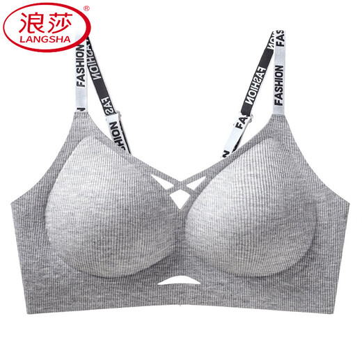 
LangSha lace traceless underwear women's sports bra small breasts gathered to show breasts large breasts to prevent sagging and lifting Gray 3XL 42/95ABC