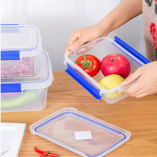 Boîte de maintien de grande envergure avec une cuisine de rangement de plats congelés en couvercle boîte de rangement alimentaire congelée boîte en plastique rectangulaire en plastique plus haut de gamme 9928 (30 litres) [Type de couverture de presse]