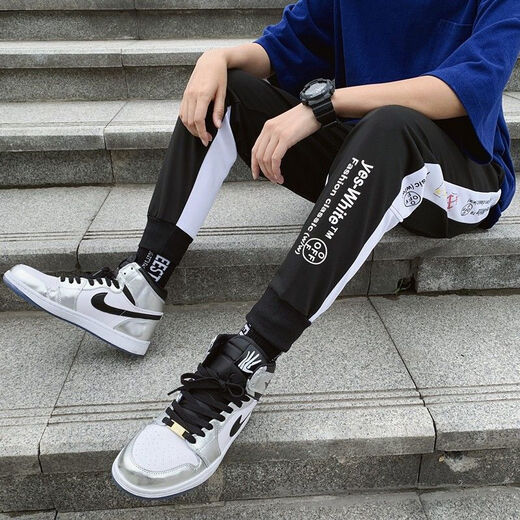 雅尔索亚麻休闲裤中国风宽松运动裤束脚棉麻裤男九分哈伦裤灯笼裤子 9901纤维英文 M 80-100斤