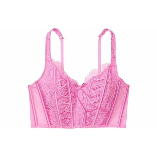 维多利亚的秘密（Victoria's Secret）蕾丝蝴蝶结系带装饰无衬垫文胸粉紫色 粉紫色 S