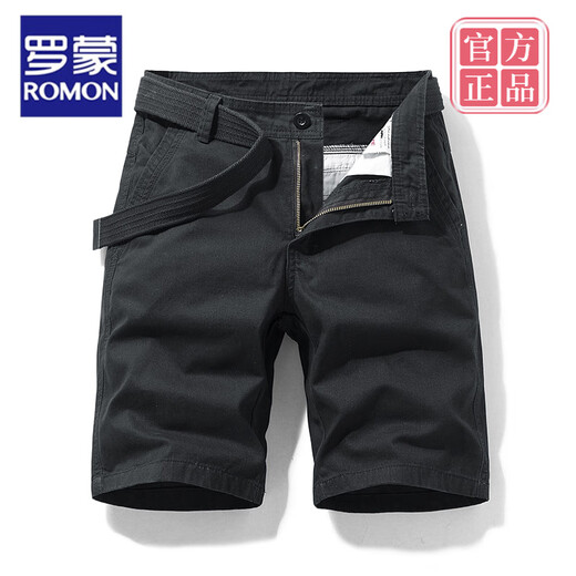 罗蒙（ROMON）高档品牌多口袋棉质工装短裤男宽松直筒五分夏季ins休闲中裤棉 17152蓝色 28