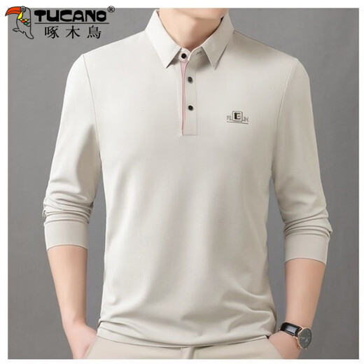 
Woodpecker high-end long-sleeved T-shirt for men 2025 Spring and Autumn New Loose Large Size Middle-aged Business and Casual Lapel POLO Shirt 9918 Bean Green S 165 Recommended Below 110