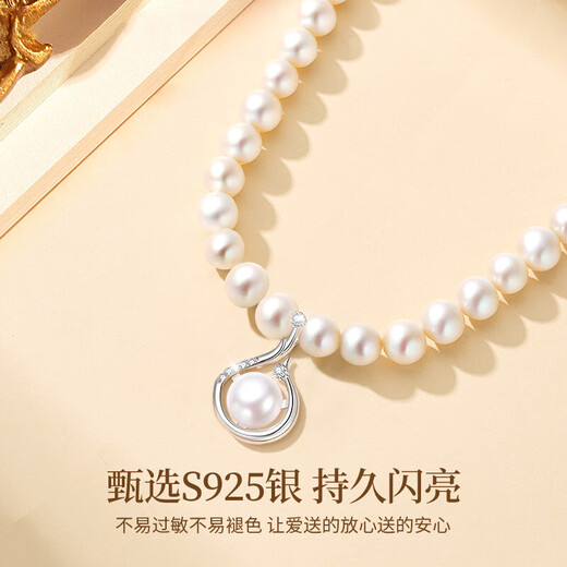 China Gold (CHINA GOLD) Light Luxury Freshwater Pearl Necklace Women's Fashion Jewelry Pendant Birthday Gift for Girlfriend and Wife Wedding Anniversary Freeze Pearl Necklace - Jingsuda