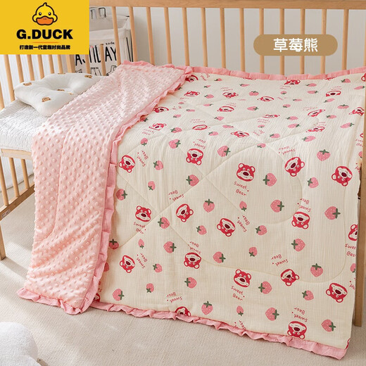 G.DUCKKIDS baby blanket beanie velvet comfort quilt pure cotton gauze blanket universal for all seasons children kindergarten nap quilt colorful dots 100*100CM