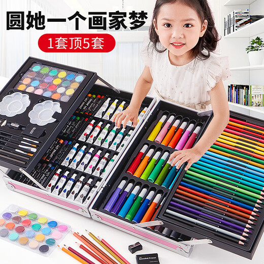 Wu Story Girl Toy Drawing Set Painting 7-14 лет детские подарки 3-6-10-й день рождения подарки 15 высококачественных практических роскошных изданий [145 штук с алюминиевой рамой] набор живописи.
