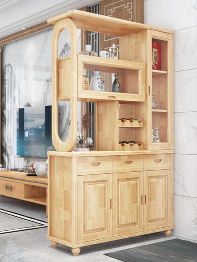 Yusenyi Living Room Partition Cabinet Porch Shoe Cabinet Chinese Double-Side Solid Wood Wine Cabinet Against the Wall Wine Cabinet Entering the Door Room Hall Cabinet Screen Entering the Door 9902#1.2m Haitang Color Frame Structure Assembly