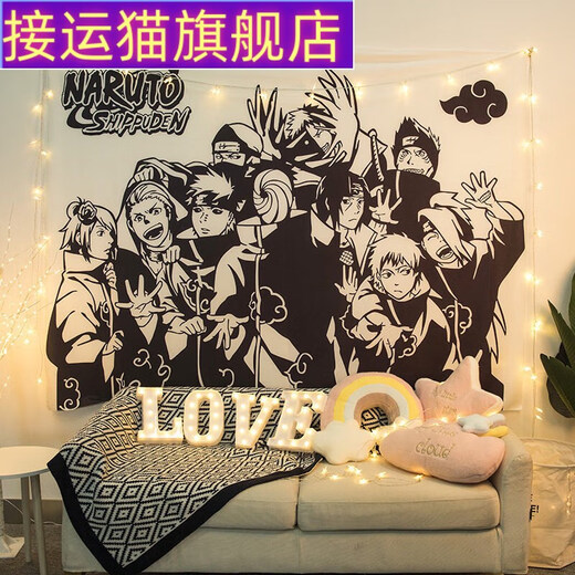 接运猫火影忍者动漫背景布海贼王ins挂布卧室房间宿舍挂毯床头装饰 GT1047 宽100cm-高75cm(收藏加购+安装