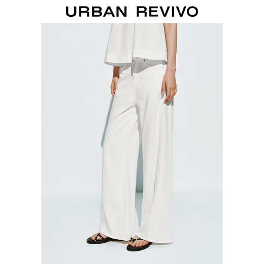 UR2025夏季新款女装简约气质通勤纯色阔腿休闲长裤UWM850148 本白 28