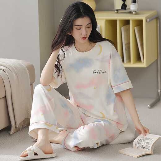 Urbano belleza pijama de verano algodón puro algodón del algodón delgado de algodón corto estudiante de estilo coreano lindo traje de estilo coreano y otoño ropa holgada y9712 m (recomendado 75-95Jin [Jin equivale a 0.5 kg])