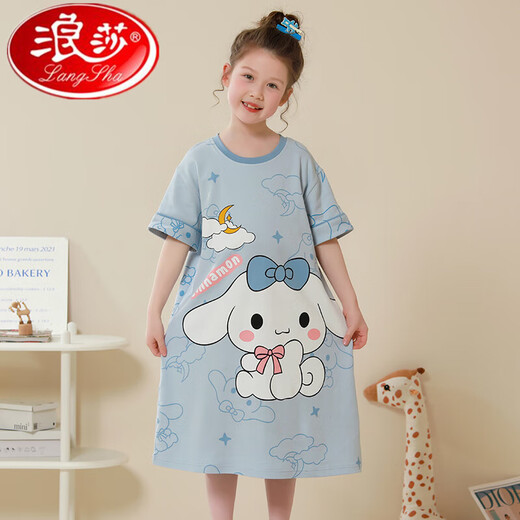 Langsha Girls Nightgown Summer Cotton Children's Pyjamas Little Girl Cute Cartoon Princess Style Fin Jupe de filles à manches courtes 9905 Mélodie Q # Jupe à manches courtes 8 taille recommandée 100-110 cm taille moyenne