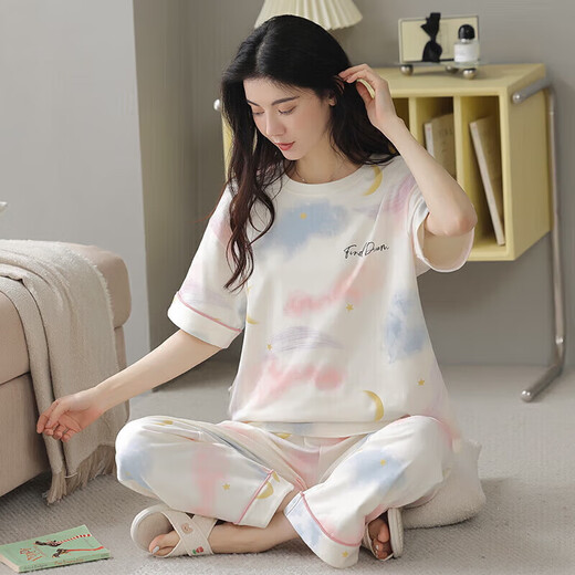 Urbano belleza pijama de verano algodón puro algodón del algodón delgado de algodón corto estudiante de estilo coreano lindo traje de estilo coreano y otoño ropa holgada y9712 m (recomendado 75-95Jin [Jin equivale a 0.5 kg])