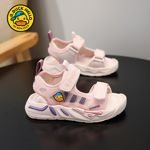 G.Duckkids Little Yellow Duck Girls Sandals Summer 2025 Nuevo estilo pequeño y mediano Soft Soft Sole Summer Summer Summer's Beach Beachs 6228 Negro y verde 26 _inner Longitud 16.5cm