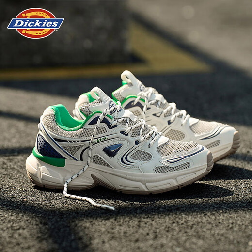 Dickies casual shoes men's shoes 2025 summer new breathable dad shoes men's mesh shoes heighten shoes running sports shoes men white green blue 42 (size is small, it is recommended to take a larger size)