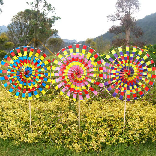 Bunte traditionelle zweischichtige alte Peking Windmühle Kinderspielzeug im Freien Dekoration Aktivität Requisiten Scenic Spot Street Stände, kleine einschichtige alte Peking Windmühle zehn