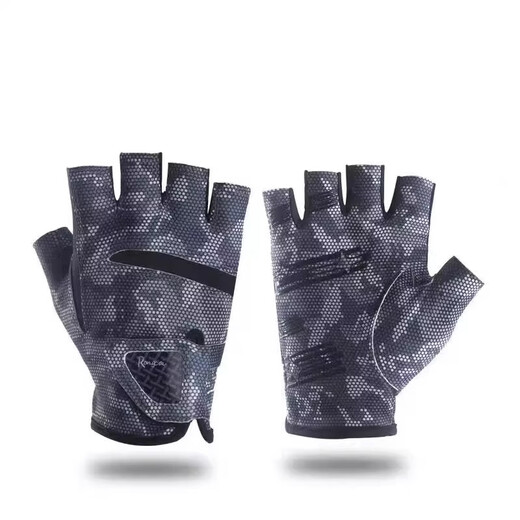 2025 Luya Gloves Camouflage Three-finger Fishing Special Wear-resistant Anti-Slip Outdoor Four Season Half-finger Sunscreen Gloves Men Leak Three-finger - Camouflage Gray L