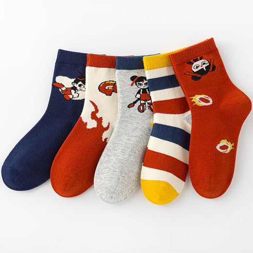 Six-fingered rat Nezha boneless autumn and winter children's socks for boys, big children, mid-tube, long-tube children's spring and autumn thick models