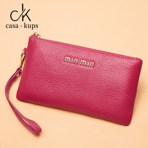 Casa-kups embrague billetera para mujeres larga 2024 nueva billetera de monedas de moda de moda ultra delgada bolso de cuero suave bolso de mano de mano negro