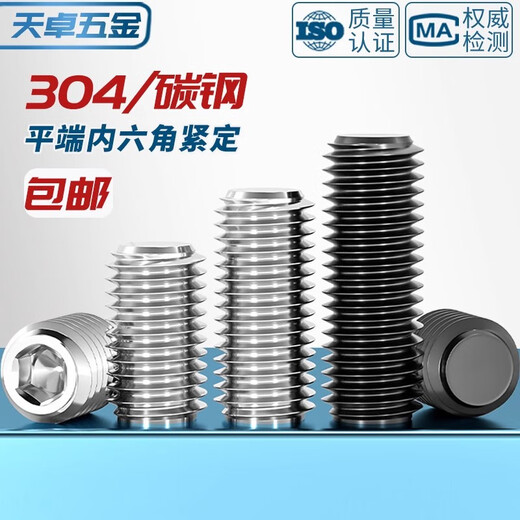 Tianzhuo Hardware M3-M16 flat end set screw 12.9 grade inner hexagon headless screw machine meter stop screw M4M5M6M8 12.9 grade-M8*14-50 pieces