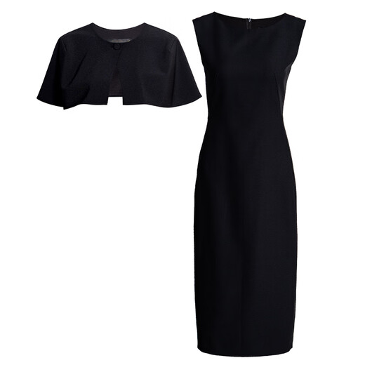 
ROEYSHOUSE Luoyi unique small shawl dress two-piece set 2025 summer new fashion slim fit set 12159 black S
