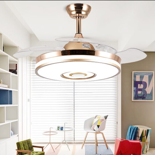 Opple Lighting Bluetooth Music Audio Deckenlüfter Leuchte Integrierte unsichtbare Lüfter Light Dining Schlafzimmer Wohnzimmer mit elektrischem Lüfter Kronleuchter 9906 Weiß 48-Zoll-Licht-Umbau-Frequenz-Fernbedienungssteuerung-6-Gang
