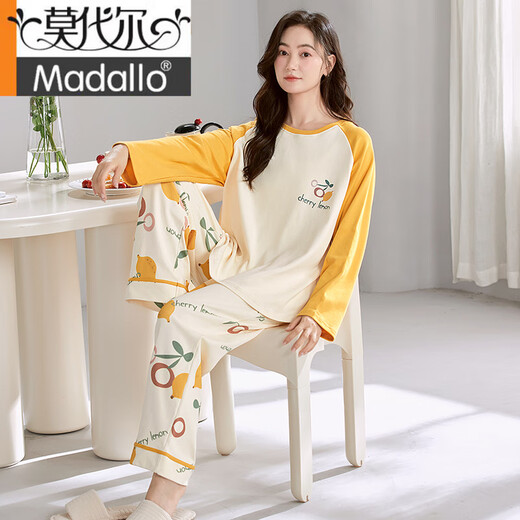 莫代尔睡衣女春秋纯棉长袖套装春夏纯棉薄款圆领家居服女士可爱2025新款 V-9938 2XL 【140-160斤】