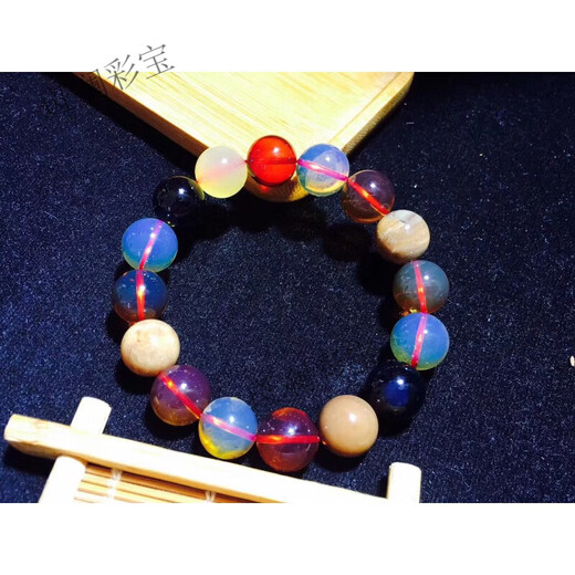 Fat Donglai quality Burmese candy color multi-treasure bracelet beeswax blue amber Buddha bead bracelet fidelity picture