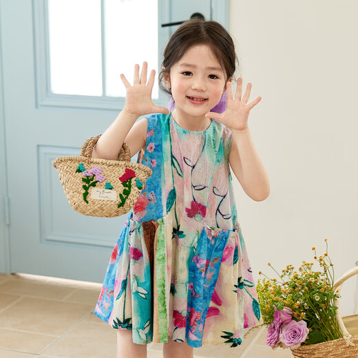 LUSON LITTLE O BAO Ropa para niños Pintura al óleo para bebés Summer's Summer's Flin Style 2025 NUEVA GIRL MONET MONET Garden Skirt
