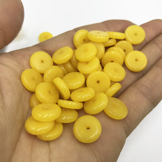 Fat Donglai's same beeswax separator, yellow chalcedony spacer bracelet, Buddha bead color, small and large Vajra, star and moon, white jade Bodhi text, diameter x thickness, about 6x3MM, 20 pieces