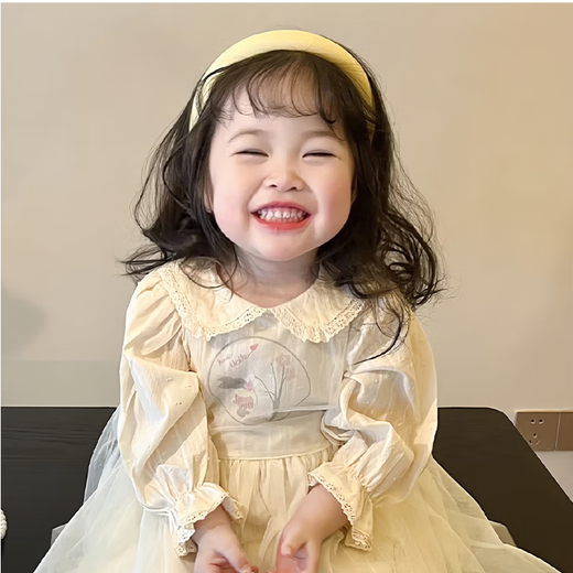 SNQP children's headband does not tie the head, girl's headband, cute hairpin, little girl's face-washing non-slip fabric hair binding hair accessory, Gao Luding yellow headband 1 piece