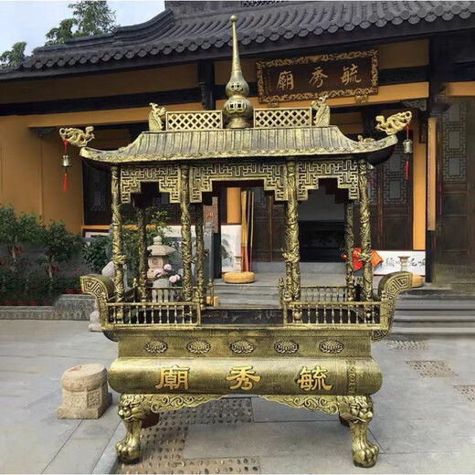 Large outdoor incense burner with four-eight dragon pillars in temple, rectangular large extra-large cast iron copper outdoor ten thousand years incense burner, 1.8-meter rectangular eight-dragon pillar fixed jin