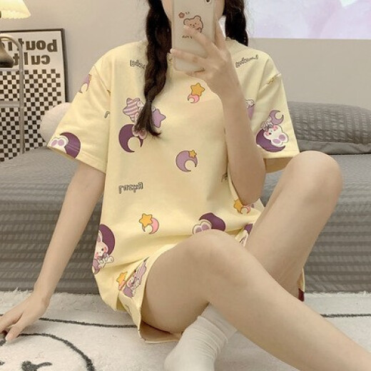 欧妙妤睡衣女士夏季新款短袖短裤休闲韩版网红风夏天家居服套装可外穿 1047#小狗 M