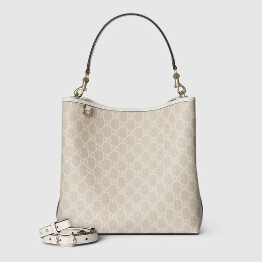 Gucci Gucci Gg Emblem -Serie mittelschwerer Bucket -Beutel Beige und Weiß beide Größe