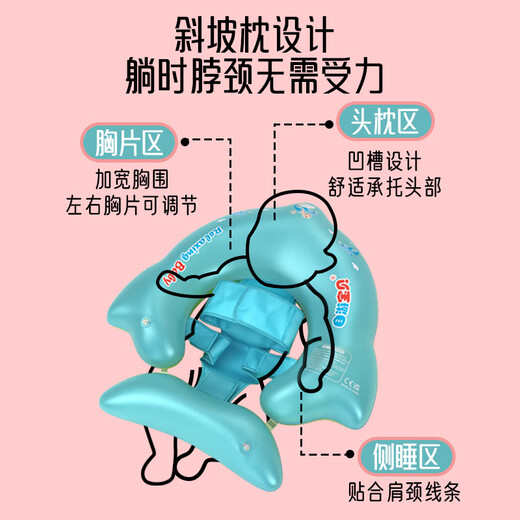 自游宝贝 SWIMMING BABY婴儿游泳圈儿童宝宝泳圈小月龄新生儿坐圈安全防翻可趴可躺救生圈 甜心鲨蛋蛋圈0-3岁(6-30斤)