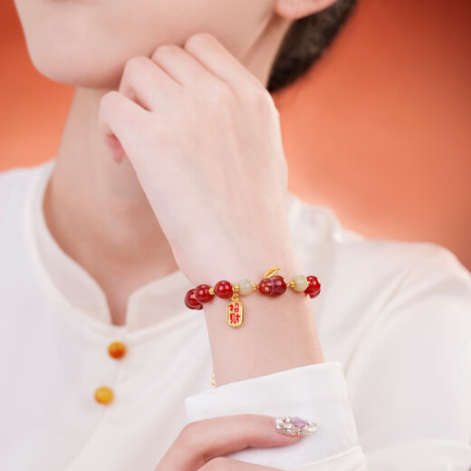 I Do light luxury agate women's bracelet raw bracelet gift anklet transfer beads red rope jewelry Chinese Valentine's Day gift silver + agate (lucky red rabbit)