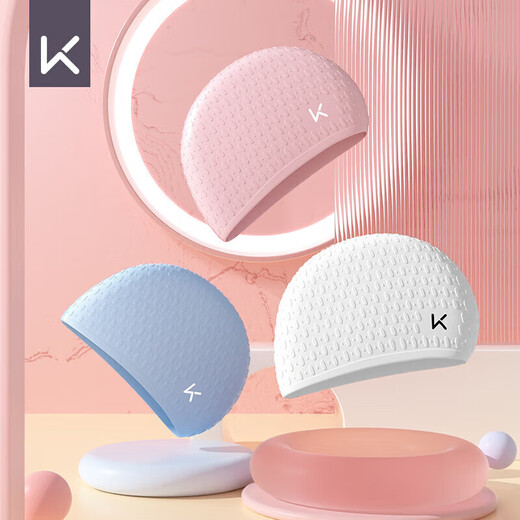 Keep Swimming Cap Women's XL Waterproof Silicone Ear Guards for Long Hair Adult Men's Swimming Cap White