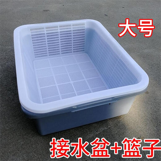 三栖虎加大加厚双层沥水篮塑料洗菜篮酒店厨房洗菜浸泡篮子淘米箩猫砂盆 加深A3+691)白色 间距3.5cm