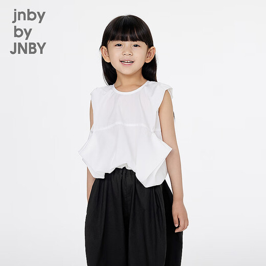 Jnby by JNBY Jiangnan Buyi children's sleeveless shirt H-shaped loose cotton poplin pullover summer girls and children 1P6210840 101/bleached 100 cm