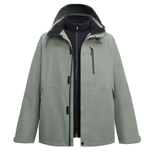 Camel Dragon Jacket 3.0 Mountain Series Outdoor Waterproof Three-in-One Jacket Men's Autumn and Winter Couple Mountaineering Wear Agave Green Unisex M