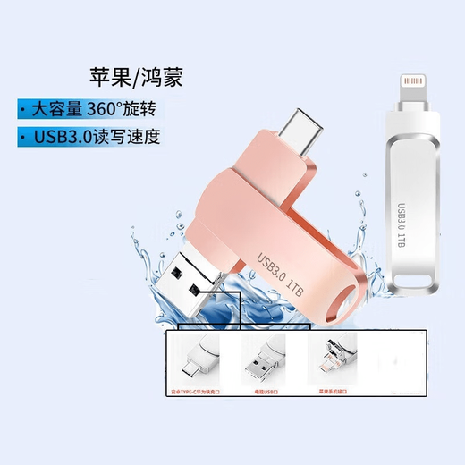 手机安卓电脑通用优盘高速3.0三合一大容量1T金属定制u盘 银色 三合一接口256G