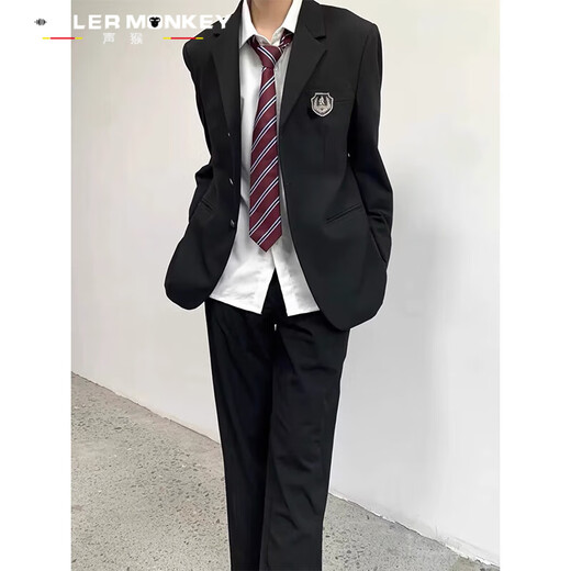 Sound Monkey Suit Men's DK Uniform Suit Jacket Men's College Style Casual Suit Junior High School High School College Student Adult Ceremony Suit+White Shirt+Trousers+Tie Four-piece Set XL (115-130Jin Jin is equal to 0.5 kg)
