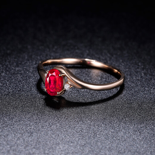 Tingliang 0.7 carat pigeon blood red ruby ring 18K gold inlaid diamond colored gemstone ring size message (10 to 21) ready stock